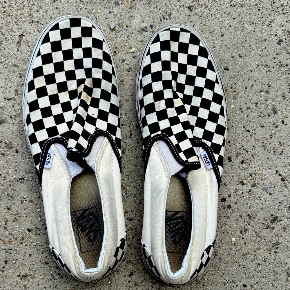 Vans Black and White Checkerboard Slip-Ons